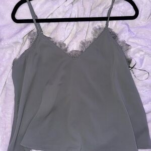 Elegant Sage Green Lace Trim Cami Top